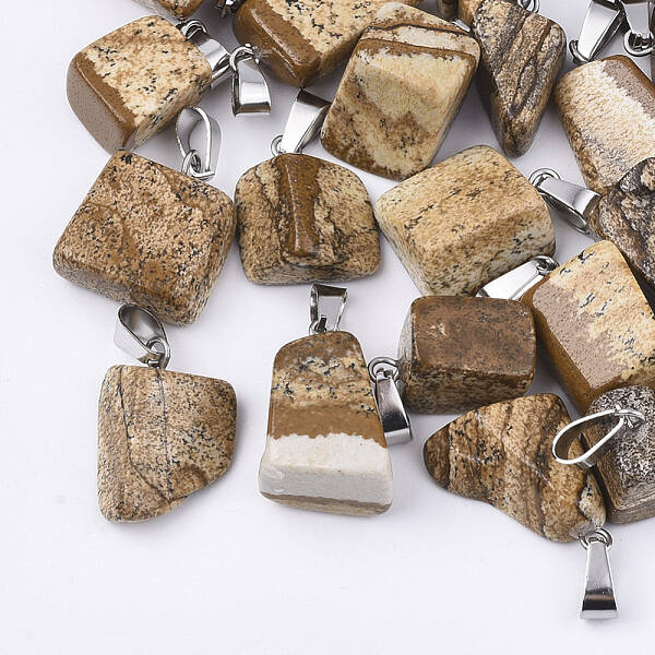 Natural Picture Jasper Pendants