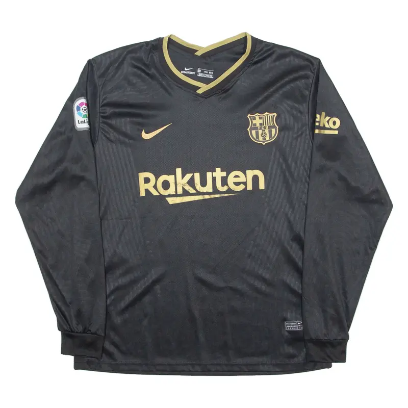 NIKE BARCELONA FC Mens Football Shirt Jersey Black Long Sleeve Crew Neck 2XL
