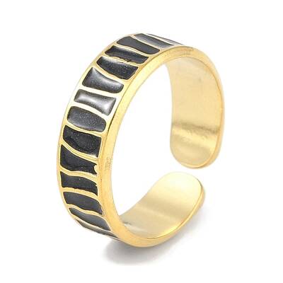 Ion Plating(IP) 304 Stainless Steel Enamel Cuff Finger Rings