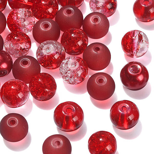 100Pcs Transparent Frosted Glass Beads Strands