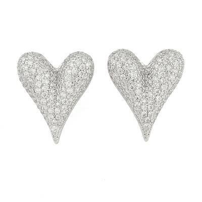 Heart Clear Cubic Zirconia Stud Earrings