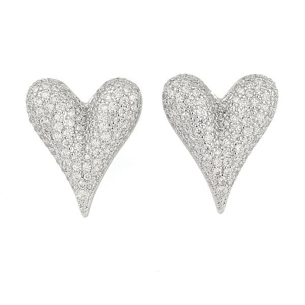Heart Clear Cubic Zirconia Stud Earrings