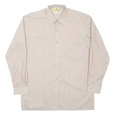 M CLUB Mens Shirt Beige Striped Long Sleeve M