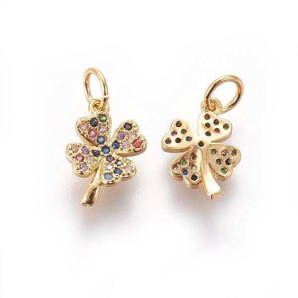 Brass Micro Pave Cubic Zirconia Charms