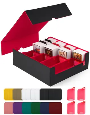 Outdoorfun 2400+ Capacity TCG Trading Card Storage Box with 4 Stoppers – Commander Deck Case & Magic Card Organizer for Pok...