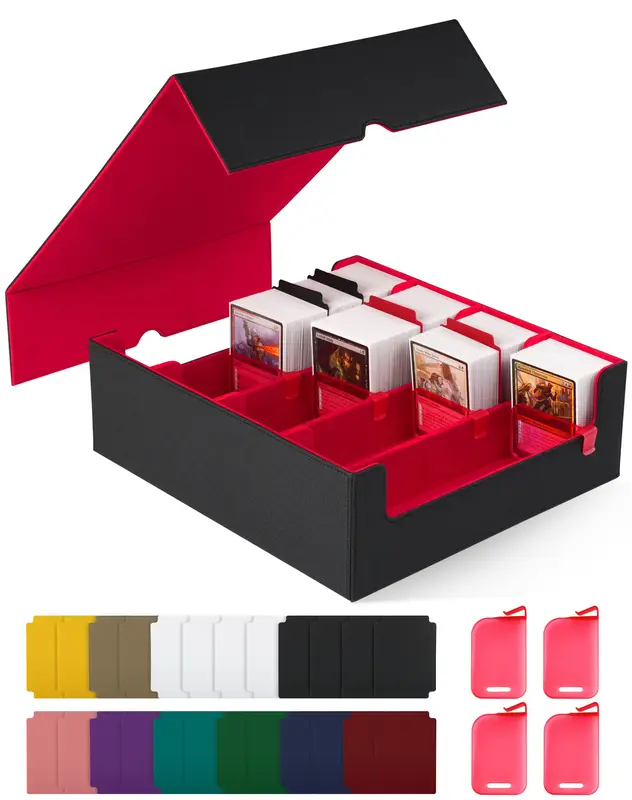 Outdoorfun 2400+ Capacity TCG Trading Card Storage Box with 4 Stoppers – Commander Deck Case & Magic Card Organizer for Pok...