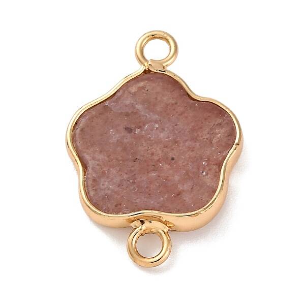 Natural Strawberry Quartz Flower Connector Charms