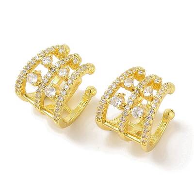 Brass Micro Pave Clear Cubic Zirconia Cuff Earrings for Women