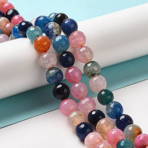 Dyed Natural Multi-Color Agate Beads Strands