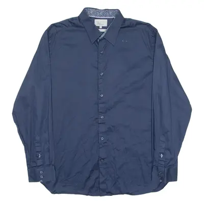 TED BAKER Mens Plain Shirt Blue Long Sleeve L