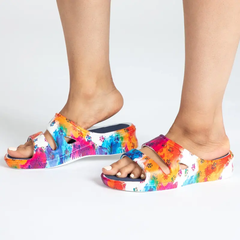 Pawsitively Perfect Paw Slide Sandals - Dyed Paws - 6