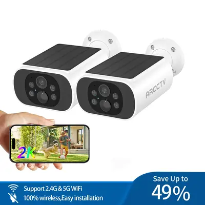 ARCCTV 4MP Wireless Solar Camera,2.4G&5G WiFi Security Camera,Outdoor Waterproof,2 Way Talk,Smart Siren,Color Night Vision,Mo...