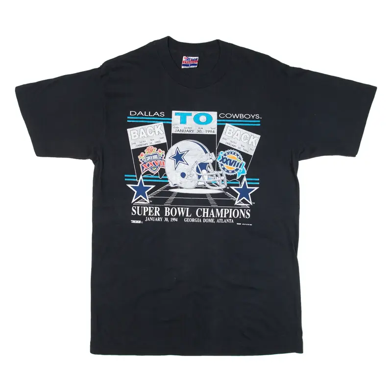 TRENCH Dallas Cowboys 1994 Super Bowl Champions Mens T-Shirt Black 90s USA L