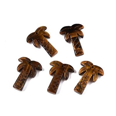 Natural Tiger Eye Coconut Tree Pendants