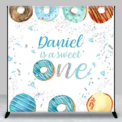 Custom Blue Sweet One Birthday Party Backdrop For Kid - Aperturee