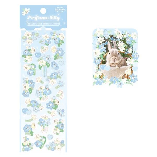 Flowers with Rabbits Paper Sticker