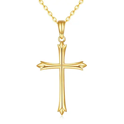 14K Gold Cross Pendant Necklace