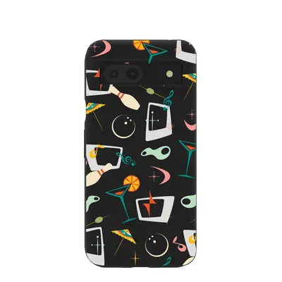 Black Mid Century Modern Party Google Pixel 8a Case