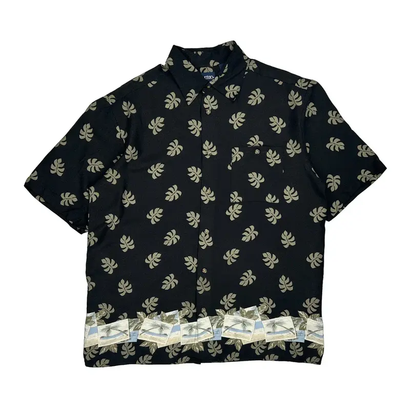 Puritan Hawaiian Shirt - Medium Black Viscose