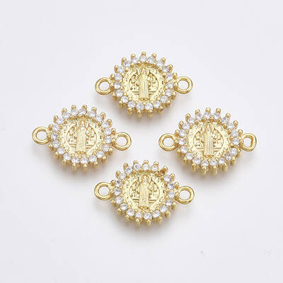 Brass Micro Pave Cubic Zirconia Links connectors