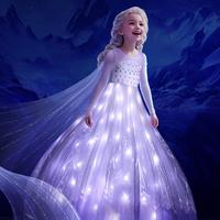 UPORPOR Light Up Princess Costume for Girls Christmas Dress for Girls Halloween LED Costume for Kids & Teens White Purple