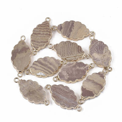 Natural Wood Lace Stone Links connectors