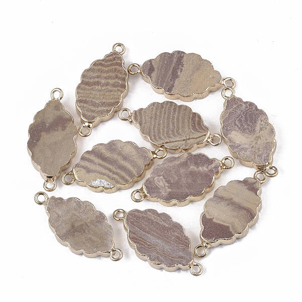 Natural Wood Lace Stone Links connectors