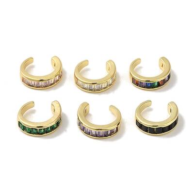 Rack Plating Brass Pave Cubic Zirconia Cuff Earrings for Women