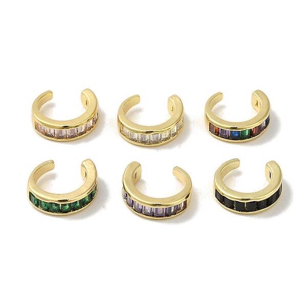 Rack Plating Brass Pave Cubic Zirconia Cuff Earrings for Women