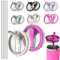 Tumbler Flip Straw Lid Replacement, Reusable Tumbler Cover, Spill Proof Splash Resistant Tumbler Lids for 40oz Tumbler, Drink...