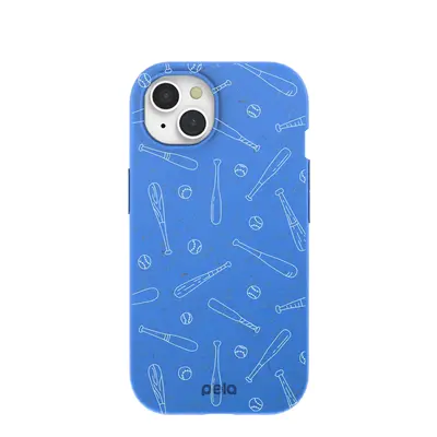 Electric Blue Ball and Bat iPhone 15 Case
