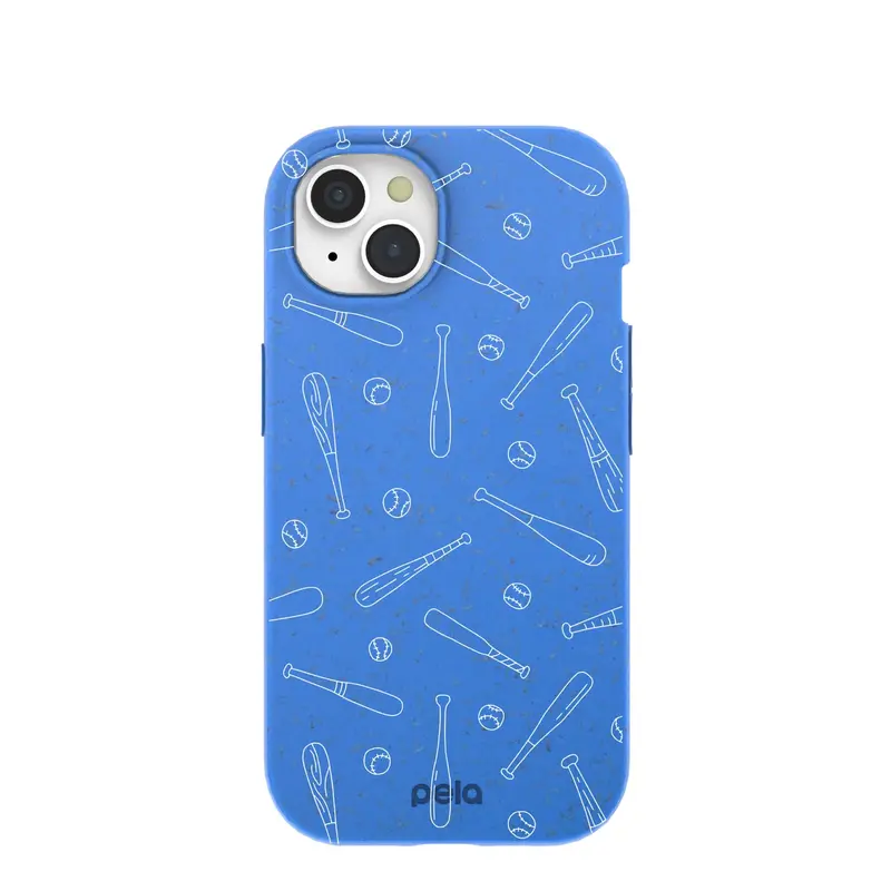 Electric Blue Ball and Bat iPhone 15 Case