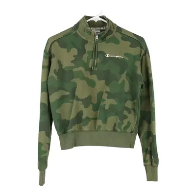 Champion Camo 1/4 Zip - XS Green Cotton Blend