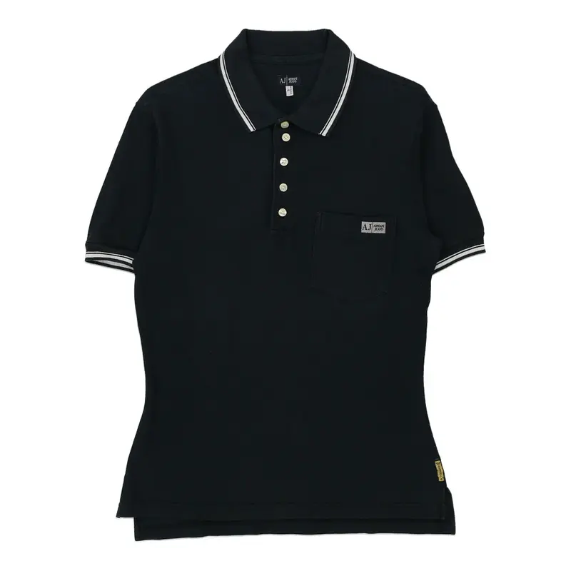 Armani Jeans Polo Shirt - Small Black Cotton