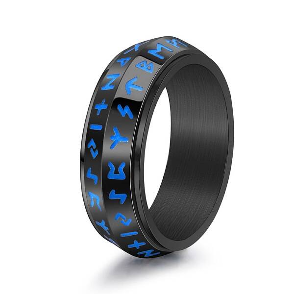 Rune Words Viking Amulet Stainless Steel Rotating Finger Ring