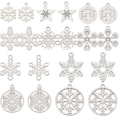 20Pcs 10 Style Christmas 201 & 304 Stainless Steel Pendants