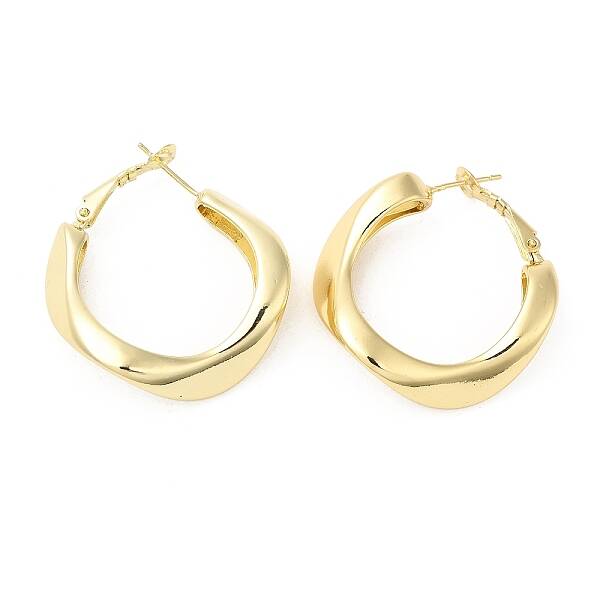 Brass Twist Hoop Earrings for Women