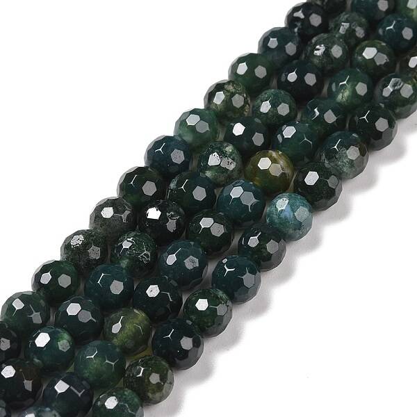 Natural Moss Agate Beads Strands