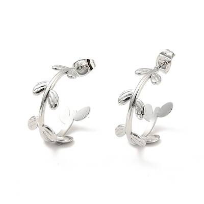 Non-Tarnish 304 Stainless Steel Leaf Wrap Stud Earrings