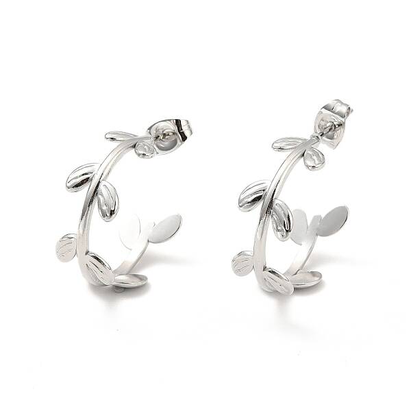 Non-Tarnish 304 Stainless Steel Leaf Wrap Stud Earrings