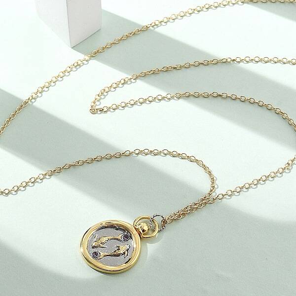 Brass Twelve Constellations Tarot Pendant Necklaces