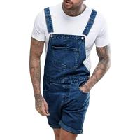 Runcati Mens Denim Shorts Bib Overall Jean Romper Casual Loose Fit Walkshort Button Pockets Summer Jumpersuit Fashion Menswea...