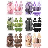 Makeup Sponge & Storage Jar Set, 14pcs/set Soft Makeup Sponge & Finger Powder Puff & Makeup Storage Box, Professional Makeup ...