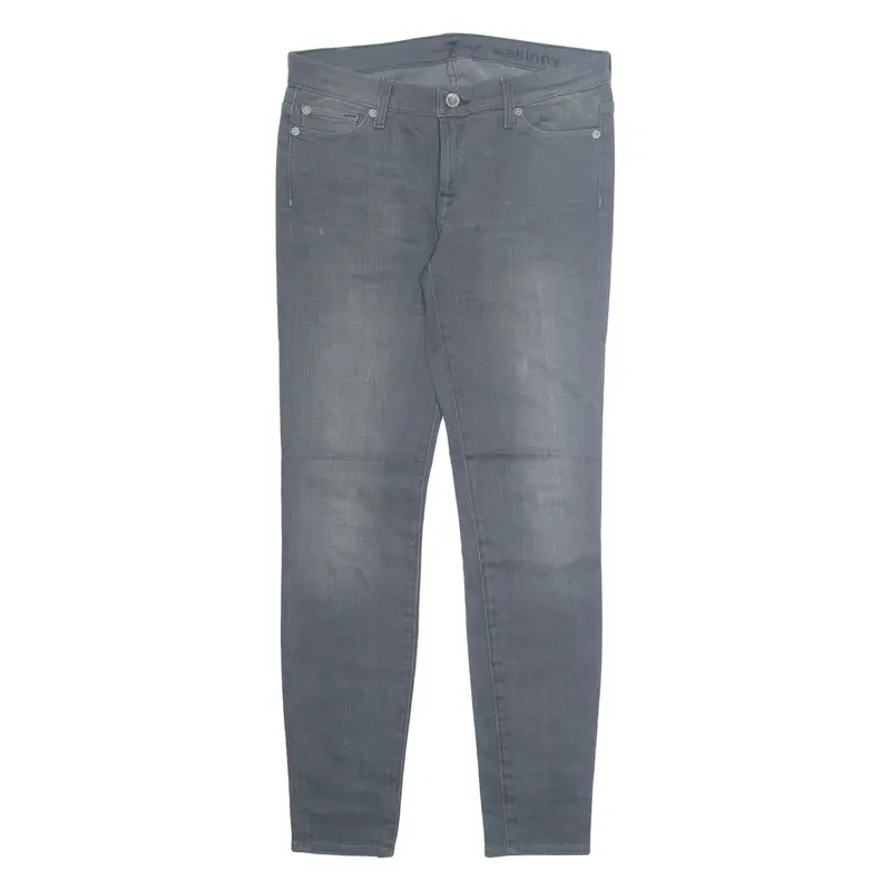 7 FOR ALL MANKIND Womens Jeans Grey Regular Skinny Stone Wash W32 L30