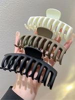 Women's Simple Plain Matte Large Hair Claws for Thin and Thick Curly Hair, 3 Counts Strong Hold Claw Clips, Minimalist Daily ...