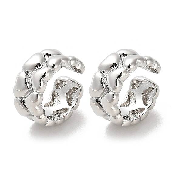 Heart Brass Cuff Earrings for Women