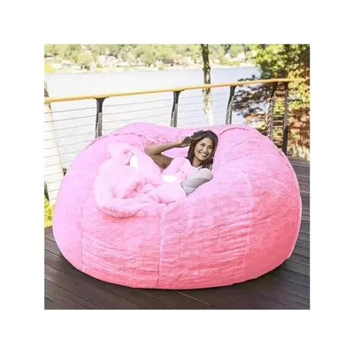 1pc Portable Foldable Multi-Functional Simple Plush Bean Bag Slouchy Sofa Chair (Cover Only, No Filling), Living Room, Multi-...