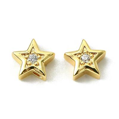 Brass Micro Pave Cubic Zirconia Beads