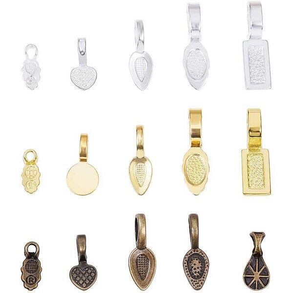 Alloy Glue-on Flat Pad Bails for Pendant Making