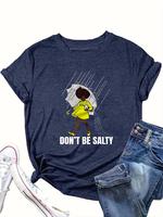 【Plus Size】 Cartoon Women Print Round Neck Tee, Fashion Casual Crew Neck Short Sleeve T-shirt for Daily Outdoor Wear, Wom...